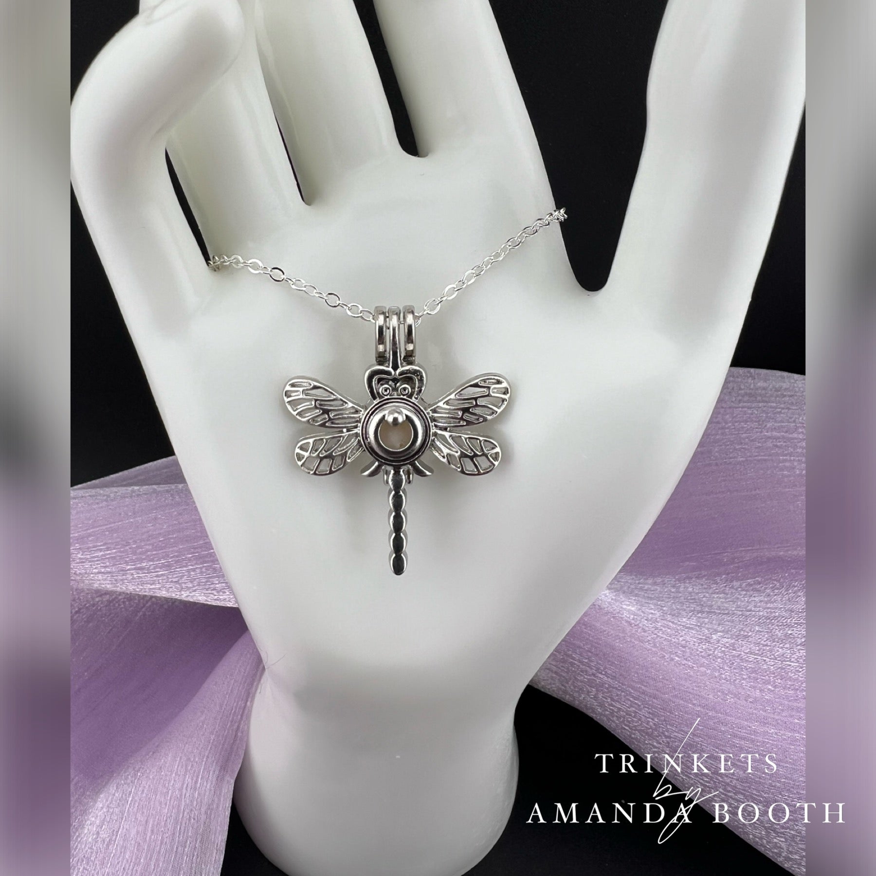 Dragonfly Cage Necklace with Custom Bead